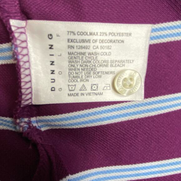 Dunning Golf Burgundy Stripe Polo Size Large - Picture 7 of 7